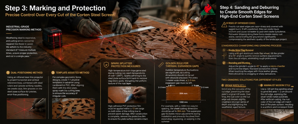 step 3 and 4 of cutting Corten Steel Screen